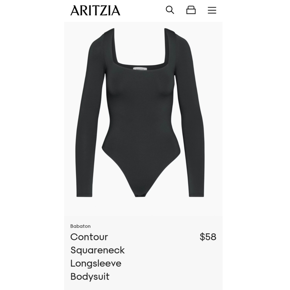 NWOT Aritzia babaton black Contour Long sleeve bodysuit xl